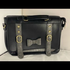 EcoSusi black/grey premium faux leather bow bag